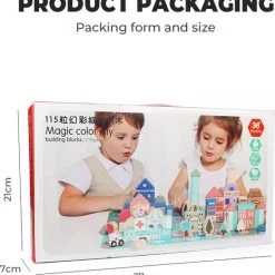 Magic Color Houten Blokkenset - Vormenset Met Auto's - 115 Blokken - Milieuvriendelijke Waterverf - Educatief Houten Speelgoed -Goedkope Blokken Winkel 550x571 5