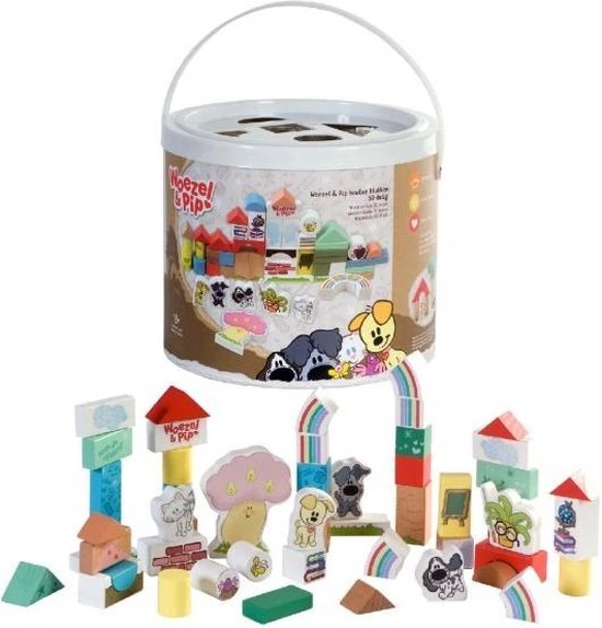 Rubo Toys Houten Blokken Woezel En Pip 4,5 Cm 50-delig 5 Rubo Toys Houten Blokken Woezel En Pip 4,5 Cm 50-delig - Afbeelding 3