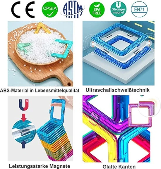 Fyse Magnetische Bouwstenen Set Voor Kinderen 120 Stuks, Magnetische Tegels Constructie STEM Magneten Speelgoed Kinderen 5 Fyse Magnetische Bouwstenen Set Voor Kinderen 120 Stuks, Magnetische Tegels Constructie STEM Magneten Speelgoed Kinderen - Afbeelding 3