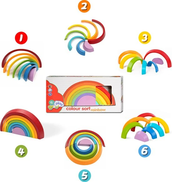 Muao Rainbow Houten Blokken 7 Stuks - Educatief Speelgoed - Bouwstenen - Houten Regenboog - Puzzelstuk Speelgoed - Geometrie Bouwstenen Voor Kinderen Baby Peuters - Geschenken Voor Kinderen 8 Muao Rainbow Houten Blokken 7 Stuks - Educatief Speelgoed - Bouwstenen - Houten Regenboog - Puzzelstuk Speelgoed - Geometrie Bouwstenen Voor Kinderen Baby Peuters - Geschenken Voor Kinderen - Afbeelding 6