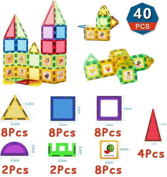 Fyse Magnetisch Speelgoed - Voordeelset 40 Stuks - Magnetische Bouwstenen - Veilig Voor Kinderen - Magna Tiles - Magnetisch Speelgoed - Stimuleer Creativiteit - Bouwset Met Magnetische Blokken 4 Fyse Magnetisch Speelgoed - Voordeelset 40 Stuks - Magnetische Bouwstenen - Veilig Voor Kinderen - Magna Tiles - Magnetisch Speelgoed - Stimuleer Creativiteit - Bouwset Met Magnetische Blokken - Afbeelding 2