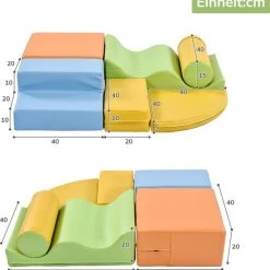 YJZQ Peuter Grote Zachte Bouwstenen Set-6 Stuk Set Kleurrijke Zachte Schuim Speeltijd Bouwstenen Voor Baby's En Kinderen-Trappen En Glijbanen Voorschoolse Speelgoed Voor Klimmen/Glijden En Kruipen-Stijl A -Goedkope Blokken Winkel 550x592
