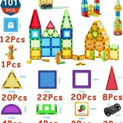 Fyse Magnetisch Speelgoed - Voordeelset 101 Stuks - Magnetische Bouwstenen - Veilig Voor Kinderen - Magna Tiles - Magnetisch Speelgoed - Stimuleer Creativiteit - Bouwset Met Magnetische Blokken