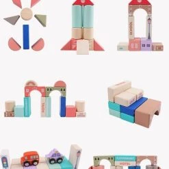 Vikids 4-in-1 Vloerpuzzel & 115 Kleurrijke Houten Bouwstenen Met Autos - Vervoer & Stad Bouwen Met Letters En Cijfers -Goedkope Blokken Winkel 550x608 1