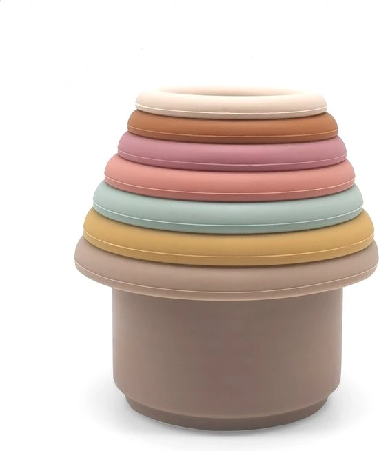 Magni Aps Magni - 7 Mini Siliconen Stapelbekertjes Met Gaatjes Aan De Onderkant - Diverse Kleuren 4 Magni Aps Magni - 7 Mini Siliconen Stapelbekertjes Met Gaatjes Aan De Onderkant - Diverse Kleuren - Afbeelding 2