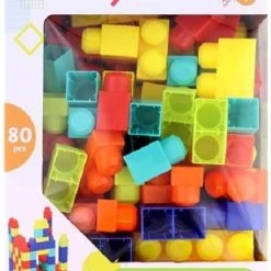 Merkloos Building Block - Bouwblokken 80 Stuks - Speel Blokken