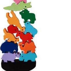 Van Theo Stapeldiertjes Jungle – Houten Blokken – Balansspel – Duurzaam Speelgoed – Stapelblokken - Dieren