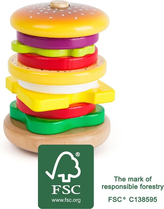Small Foot Company Stapel Hamburger (10 Lagen) - FSC - Houten Speelgoed Vanaf 1,5 Jaar 5 Small Foot Company Stapel Hamburger (10 Lagen) - FSC - Houten Speelgoed Vanaf 1,5 Jaar - Afbeelding 3