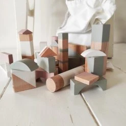 Toys Again.nl - 27 Stuks - Houten Blokken - Inclusief Zak - Baby - Kind - Bouwen - Stapelen