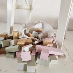 Toys Again.nl - 61 St. Blokken - Hout - Incl. Opbergzak - Baby - Kind - Speelgoed - Geel - Roze - Groen - Blauw - Ecru -Goedkope Blokken Winkel 550x734 8