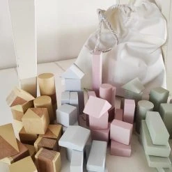 Toys Again.nl - 61 St. Blokken - Hout - Incl. Opbergzak - Baby - Kind - Speelgoed - Geel - Roze - Groen - Blauw - Ecru -Goedkope Blokken Winkel 550x734 9