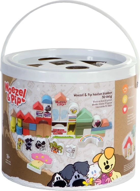 Rubo Toys Woezel En Pip Houten Blokken - Blokken - 50 Delig - Vrolijke Kleueren - Verschillende Vormen 7 Rubo Toys Woezel En Pip Houten Blokken - Blokken - 50 Delig - Vrolijke Kleueren - Verschillende Vormen - Afbeelding 5