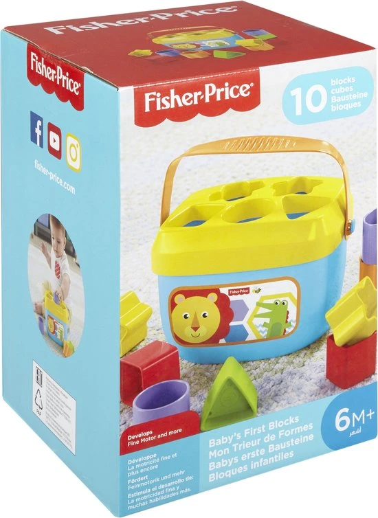 Fisher-Price Baby's Eerste Blokken Vernieuwde Editie - Blokkendoos - 10 Onderdelen 12 Fisher-Price Baby's Eerste Blokken Vernieuwde Editie - Blokkendoos - 10 Onderdelen - Afbeelding 10
