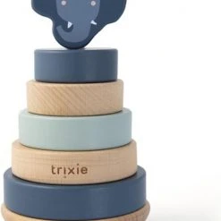 Trixie Stapelspeelgoed Mrs. Elephant 18 Cm Hout Blauw 7-delig