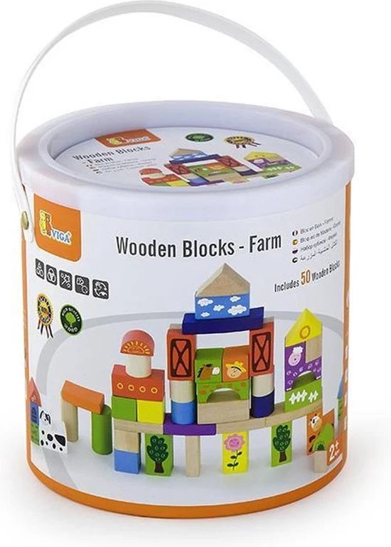 Vigatoys Viga Toys - Blokkenton Boerderij 50st. 3 Vigatoys Viga Toys - Blokkenton Boerderij 50st.