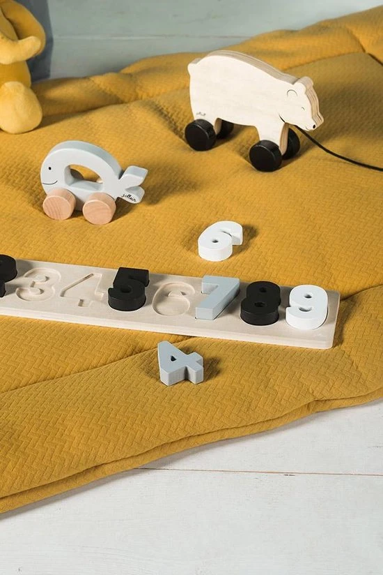 Jollein Houten Puzzel - Cijfers 1-9 - Grijs & Wit 5 Jollein Houten Puzzel - Cijfers 1-9 - Grijs & Wit - Afbeelding 3