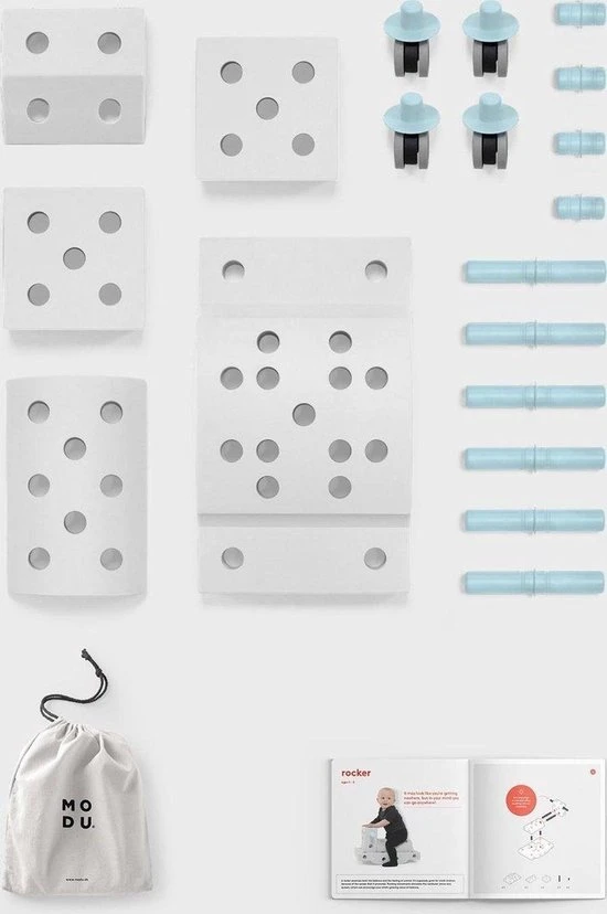 Modu Explorer Kit- Zachte Blokken-19 Onderdelen - Speelgoed 1 -2-3 Jaar -Mega Blocks Grijs -Blauw 13 Modu Explorer Kit- Zachte Blokken-19 Onderdelen - Speelgoed 1 -2-3 Jaar -Mega Blocks Grijs -Blauw - Afbeelding 11